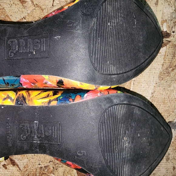 BRASH Colorful Floral Slip On Stiletto Heels Dress Shoes Women's (Multicolor)- 5 - Picture 9 of 9